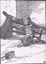 Sie ging zur Näherin, um ihm Leinen zu kaufen, als sie zurückkam, spann der Hund, 1930er Jahre